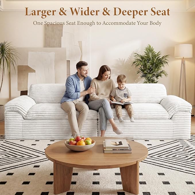 Vesgantti 118" Modular Sectional Couch, Comfy Corduroy Upholstered Cloud Couches