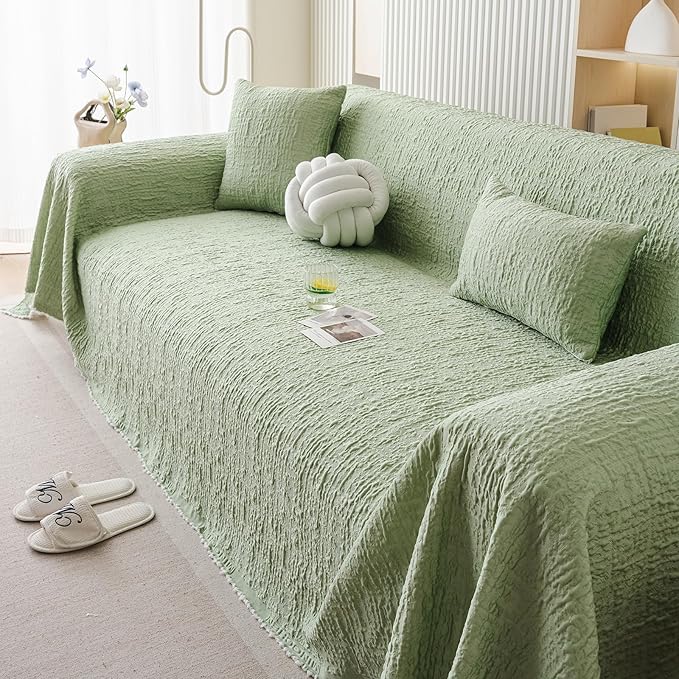 DREAMINGO Bubble Textured Cooling Sofa Cover, Ice Silk Breathable Couch Cover