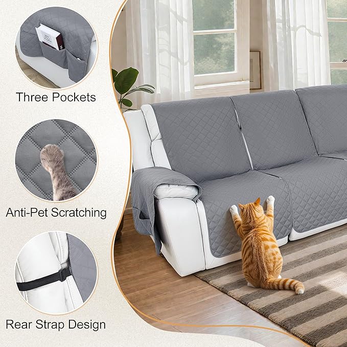 HDCAXKJ 100% Waterproof Reclining Sectional Couch Covers L Shape Recliner Sofa