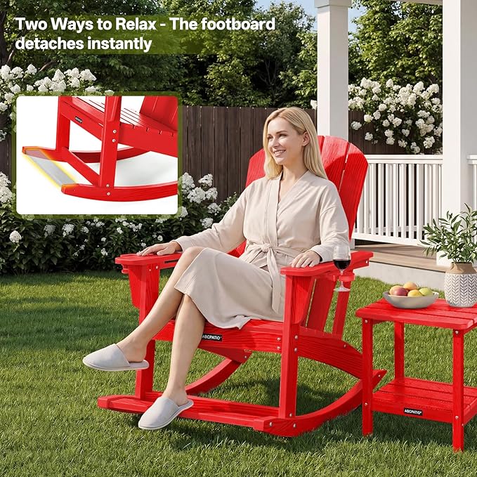 Outdoor Oversized Adirondack Rocking Chairs, All Weather HDPE Patio Rocking