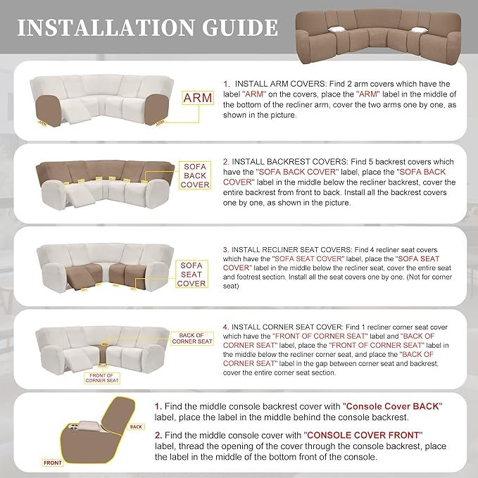 100% Waterproof Sectional Recliner Couch Covers