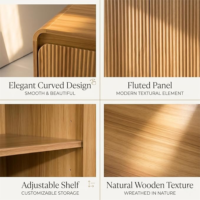 FURSUN 61" Modern Fluted Sideboard