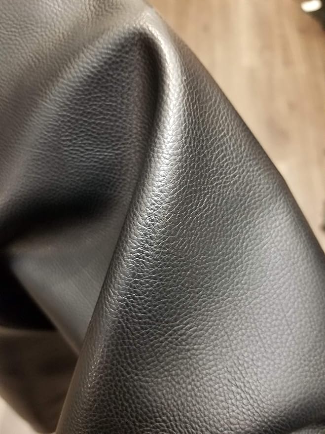 Black Soft Faux Vegan PU Leather by The Yard Synthetic Pleather 0.9 mm Nappa