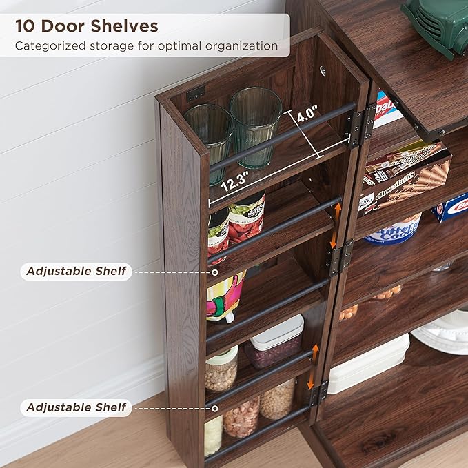ACCOHOHO 47" Kitchen Pantry, Farmhouse Storage Cabinet