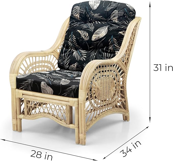 Malibu Lounge Set of 4: 2 Natural Rattan Wicker Chairs, Three-Seater Sofa and