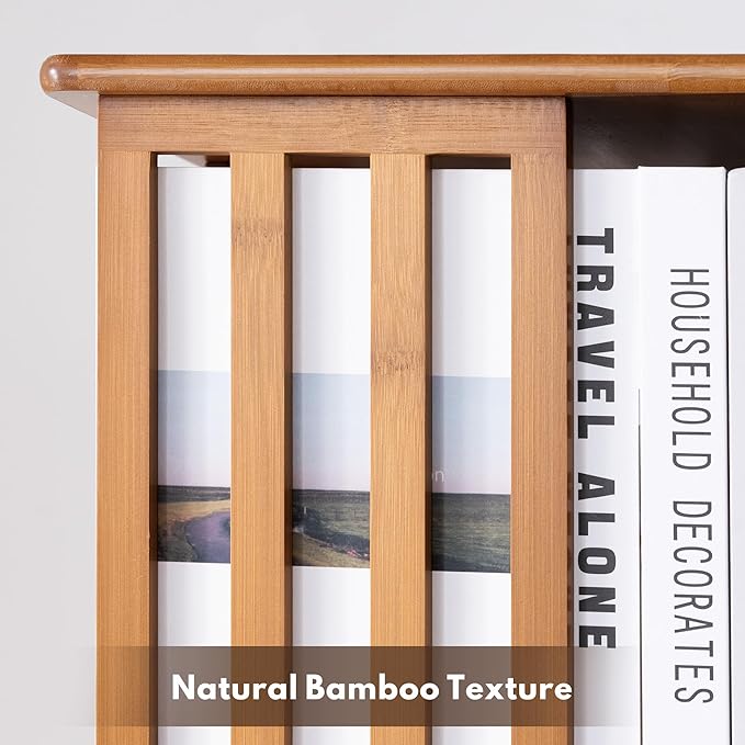 YOWOS Rotating Bookshelf Tower, 360° Display Spinning Bookcase, Bamboo