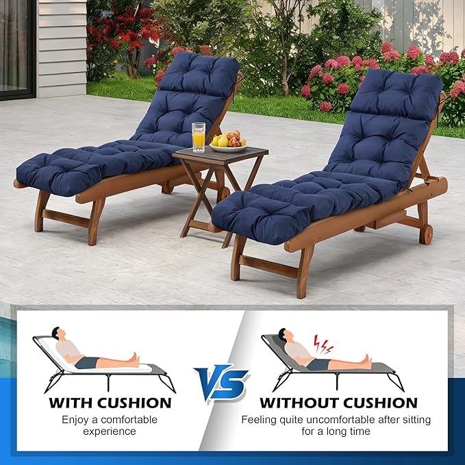 Chaise Lounge Cushions Outdoor, Waterproof & Fade Resistant Patio Lounge Chair