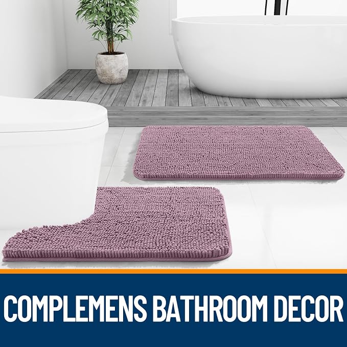 OLANLY Bathroom Runner Rugs 70x24, Soft Absorbent Chenille Bath Rugs, Rubber Backing Quick Dry, Machine Washable Long Bath Mats for Bathroom Floor, Tub and Shower, Home Decor Accessories, Deep Plum