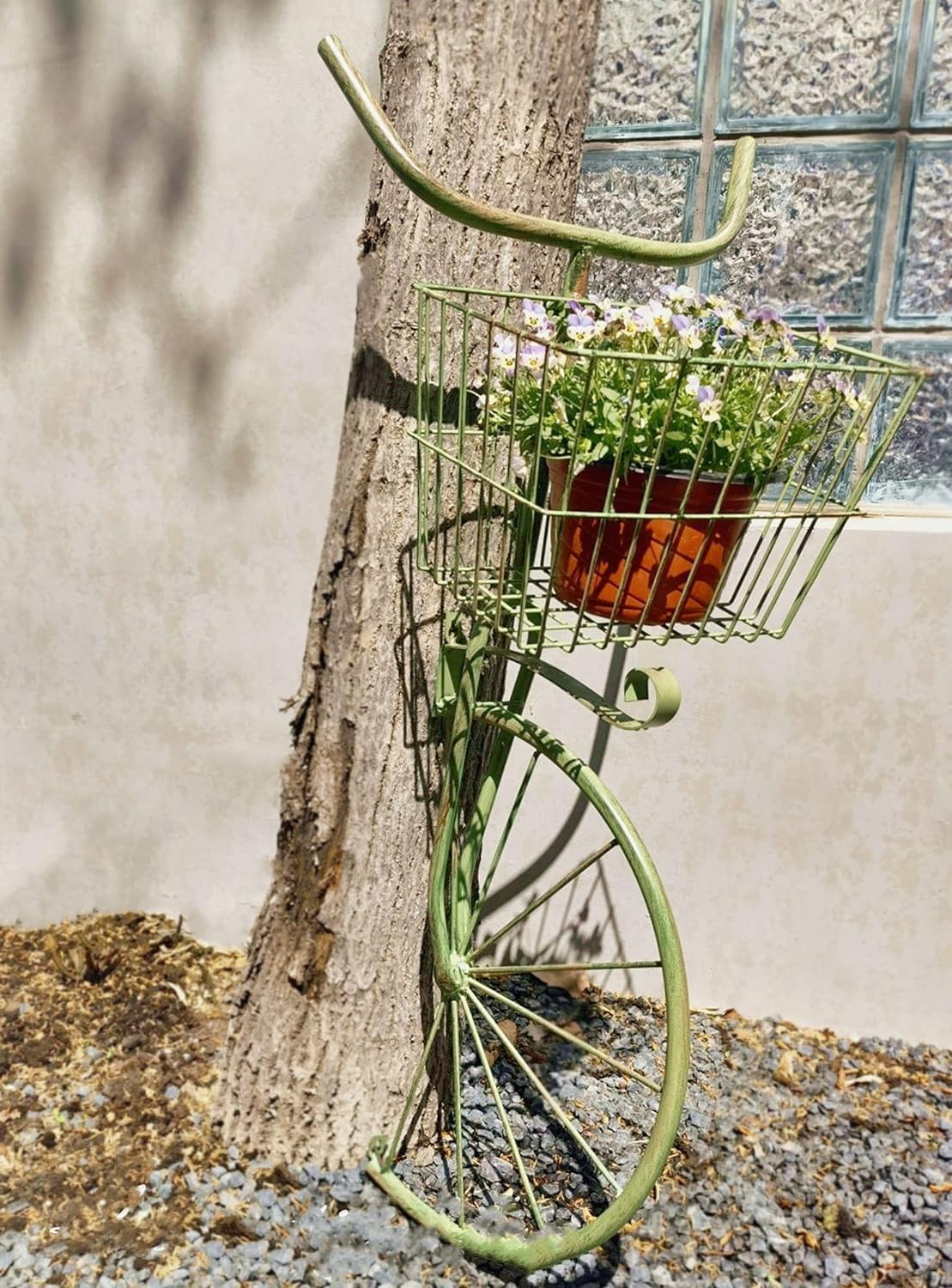 Asiwnshw Set of 2 Bicycle Plant Stand, Flower Pot Cart Holder Patio Stand Holder Outdoor Displaying Plants Flowers Metal Bike Plant Stand Hanging Planter Flower Holder Indoor Outdoor Decor