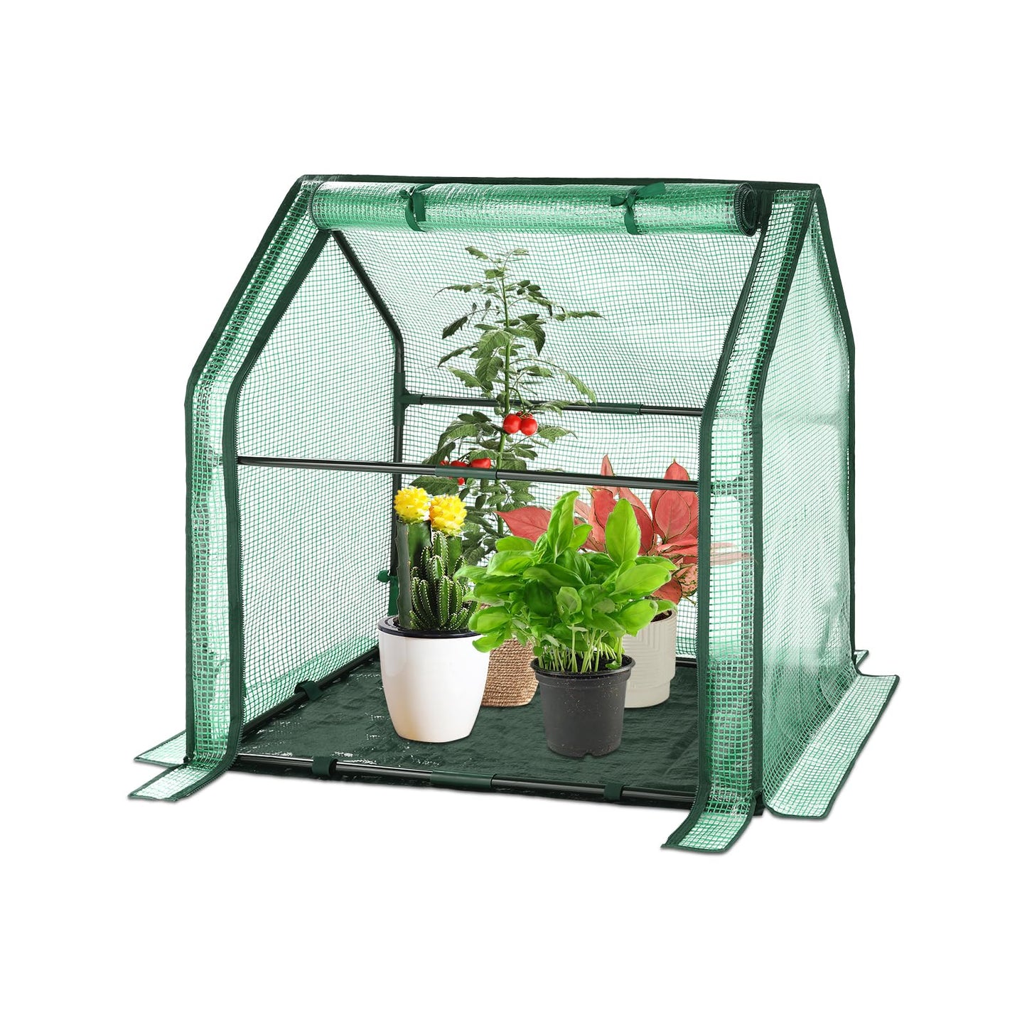 U'Artlines Portable Mini Greenhouse Small Green House with Waterproof Pad 36x18x33 Inch Plant Cover Tent for Garden Small Plants Indoor Outdoor, Green PE