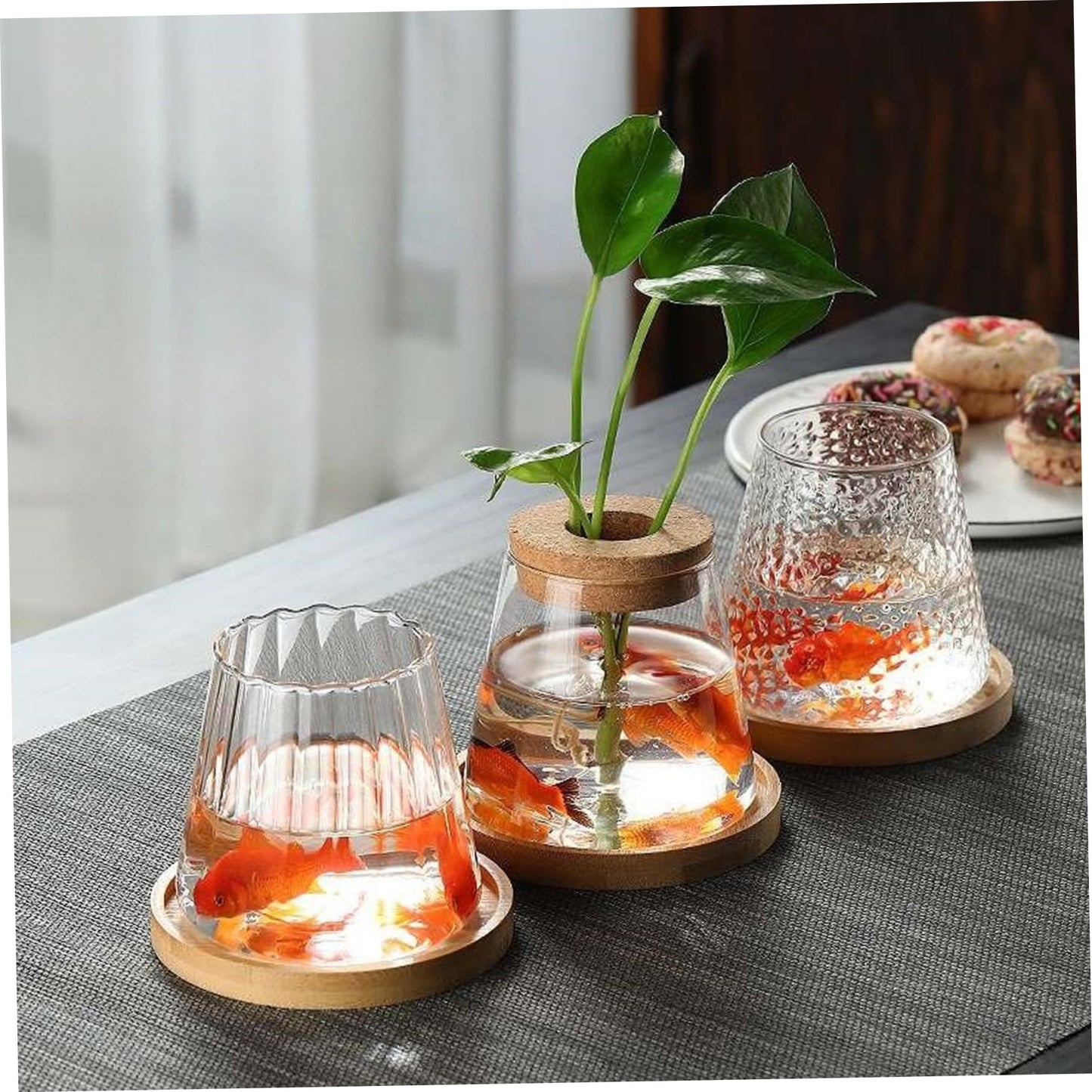 Vases, 3pcs Propagation Station, Plant Propagation Vases with Cork Stoppers & Wooden Stands for Hydroponic Plants, Office Desk Decor, Terrarium Jar