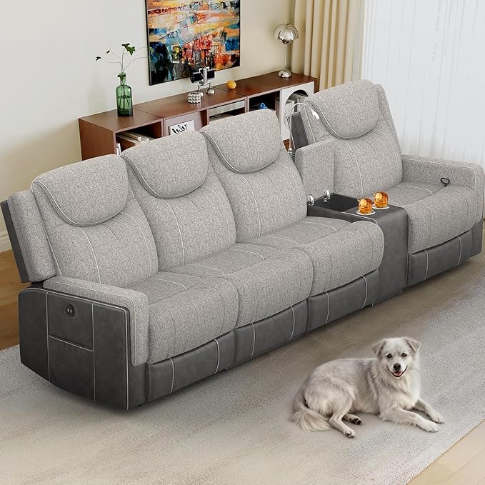 Dresegmt 4 Seat Recliner Sofa, Manual Recliner Couch