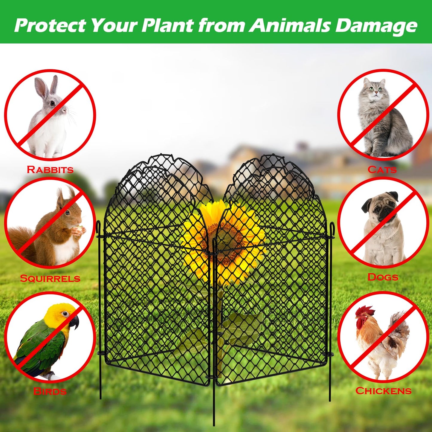 uhearem 4 Packs Plant Protectors from Animals, Chicken Wire Garden Cloche Cages Covers for Outdoor Plants to Keep Animals Out (4, Classic)
