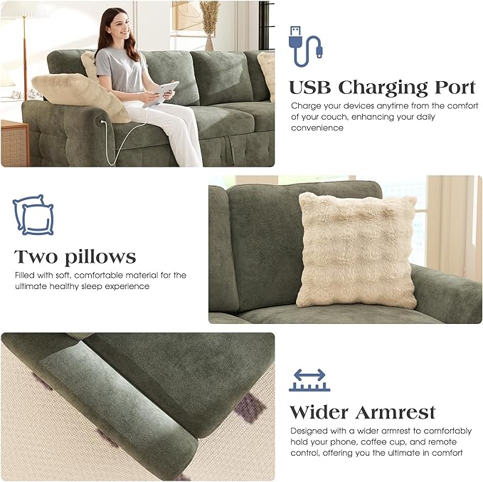 Ihanherry 59-inch Convertible Sofa Bed, Pull Out Sleeper