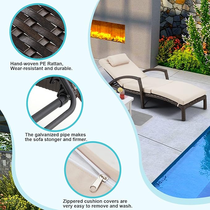 HOMREST Chaise Lounge Chairs Set of 2