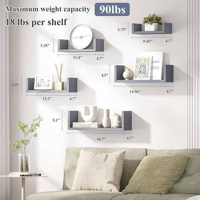 SRIWATANA Floating Shelves for Wall, Wall Shelves for Bathroom, Living Room
