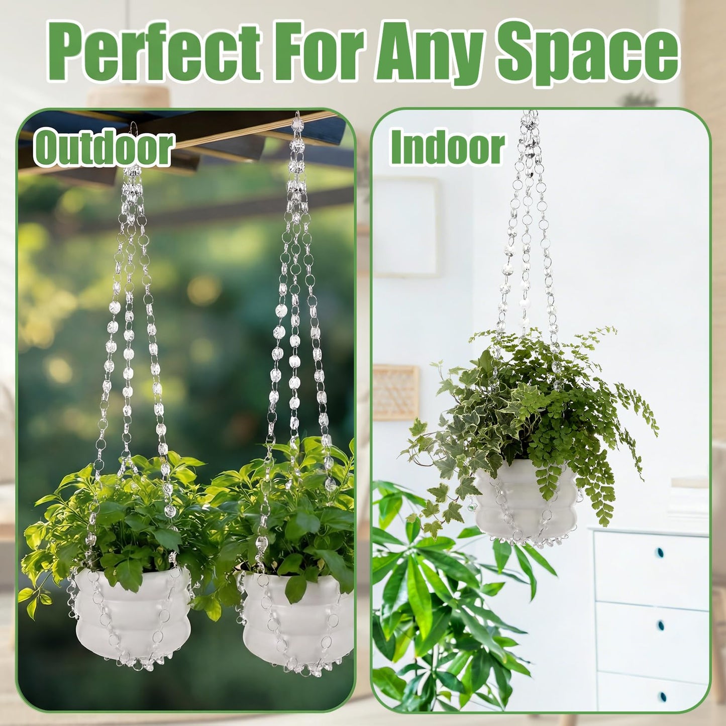 Sliner 3 Pack 24 Inch Crystal Beaded Plant Hanger Macrame Plant Hanger Decorative Hanging Planter Holder for Indoor Outdoor Boho Decor Wedding Home Garden