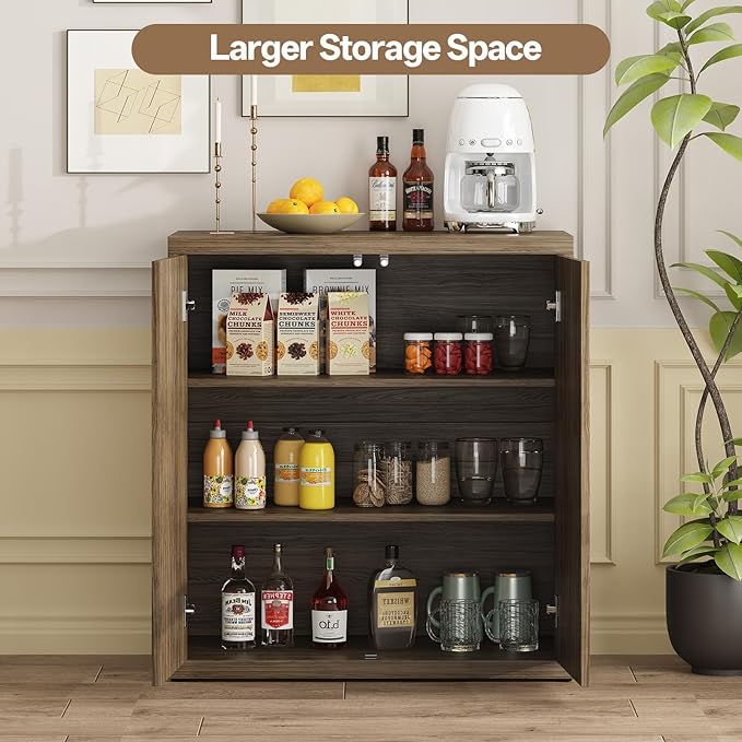 Fluted Sideboard Cabinet with Storage, Mid Century Modern Accent Cabinet