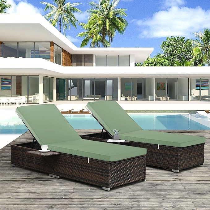 Chaise Lounge Cushion Outdoor, Waterproof and Stain-Resistant Lounge Deck