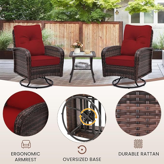 wildformers Luxury Outdoor Swivel Wicker Glider Patio Chairs