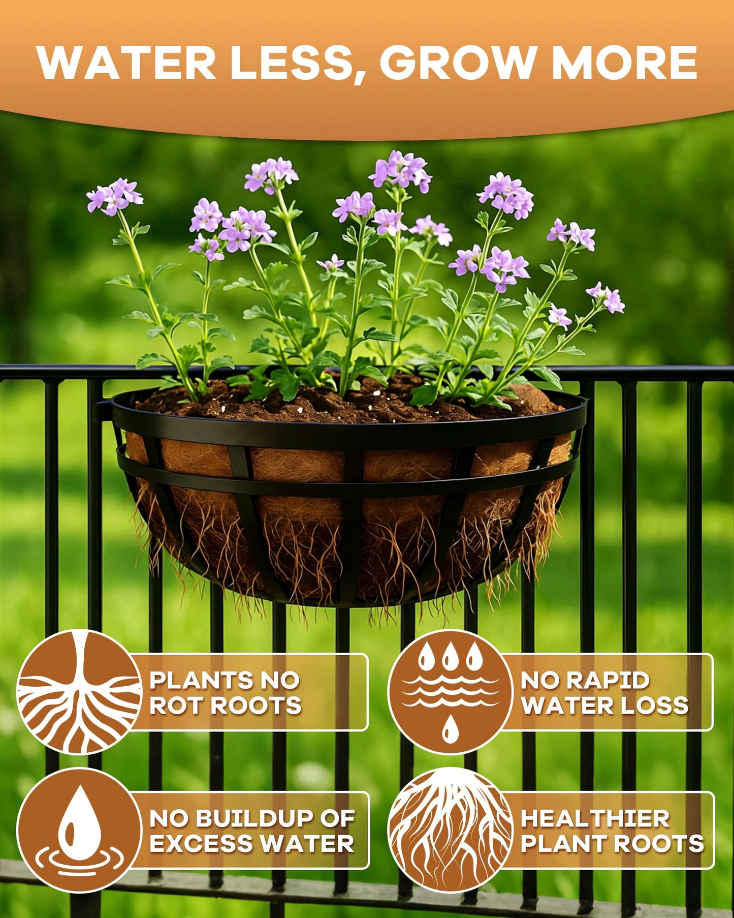 gardmate 18 Inch Coconut Fiber for Plants, Round Pre-Formed Coco Planter Liner, Pack of 2 | Thick Natural Coconut Fiber Basket Liners for Hanging Planters, Window Boxes & Pet Nesting