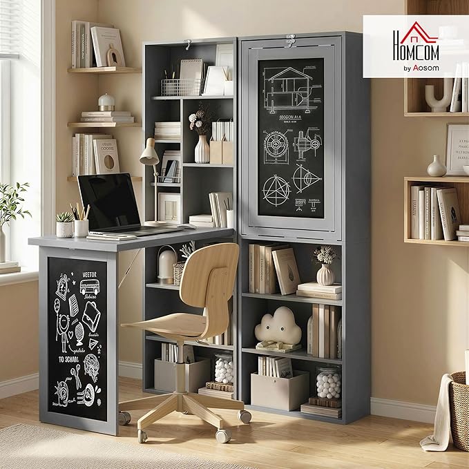 HOMCOM Fold-Out Convertible Writing Table, Computer Desk