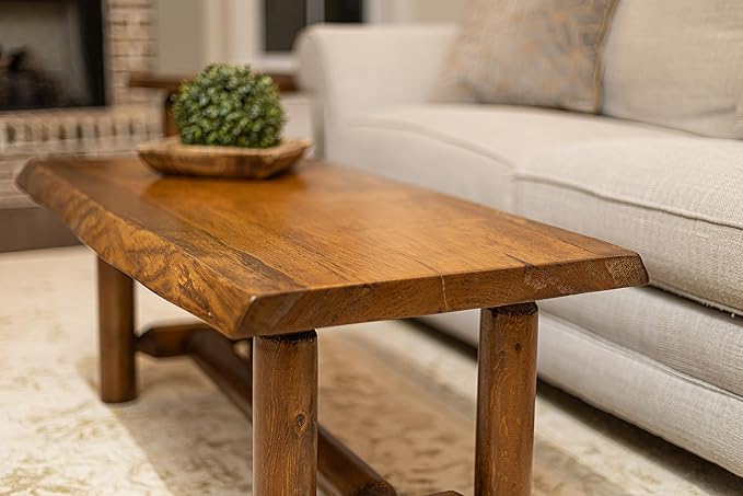 Live Edge Wood Cabin Style Log Pine and Cedar Coffee Table Living Room Decor