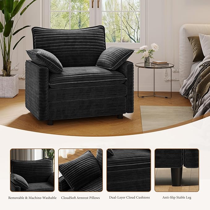 Vesgantti 40" Single Seat Sofa, Comfy Cloud Couch Deep Seat Upholstered Couch
