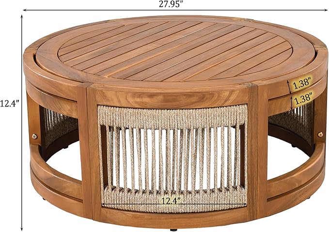 Christopher Knight Home Nesbit 4 Pieces Conversation Set, Acacia Wood Chat Set