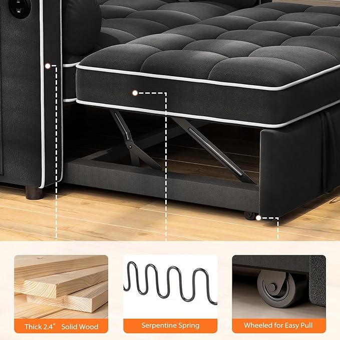 Pipishell 3 in 1 Convertible Sleeper Sofa Bed, Pull Out Couch