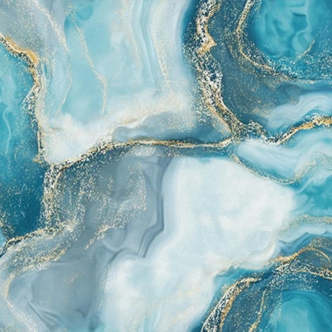 HOMETITUTE Teal Agate Marble Wallpaper Peel and Stick Blue Stone Pattern