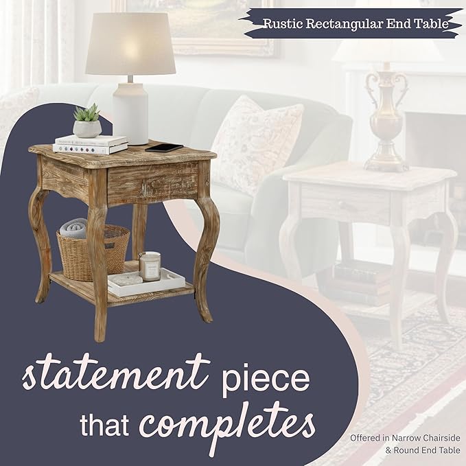 Austerity Rustic Solid Wood End Table