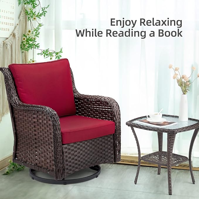 Towallmark Outdoor Swivel Wicker Glider Patio Chairs