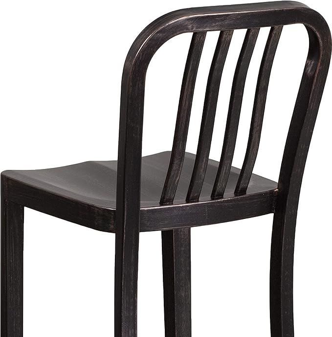 Flash Furniture Gael Commercial Grade 2 Pack 30" High Black-Antique Gold Metal