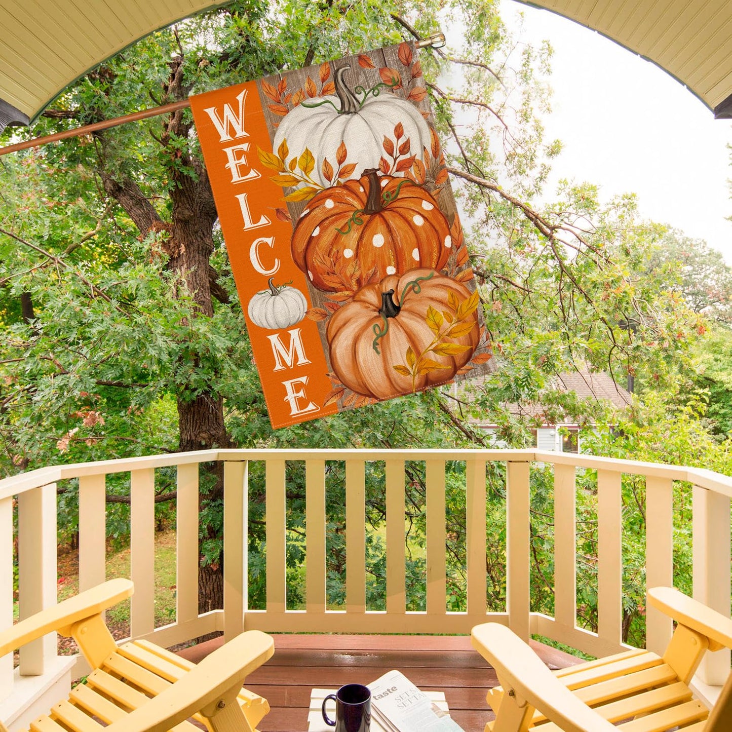 AVOIN colorlife Pumpkin Fall House Flag 28x40 Inch Double Sided Outside