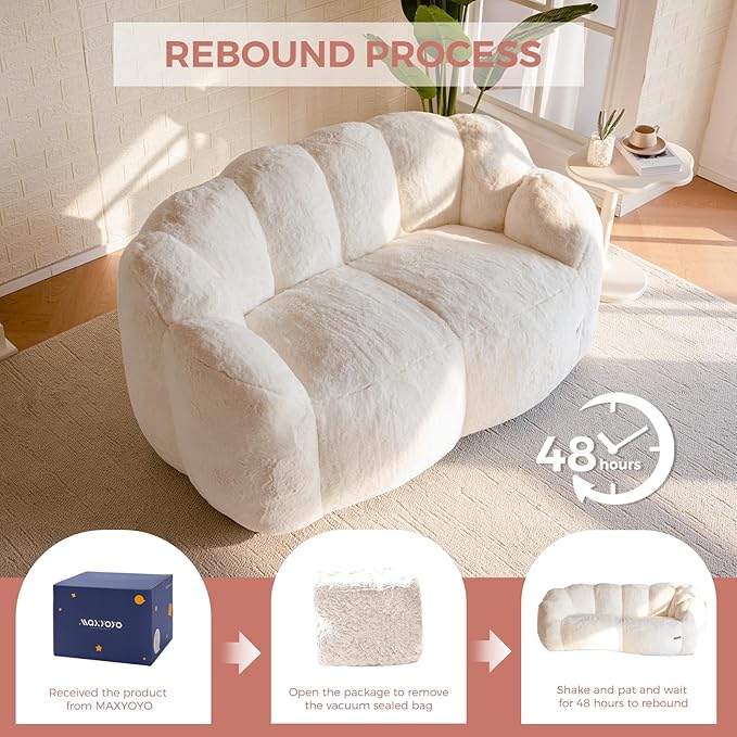MAXYOYO Bean Bag Chair for Adults, Loveseat Floral Shaped Bean Bag Sofa