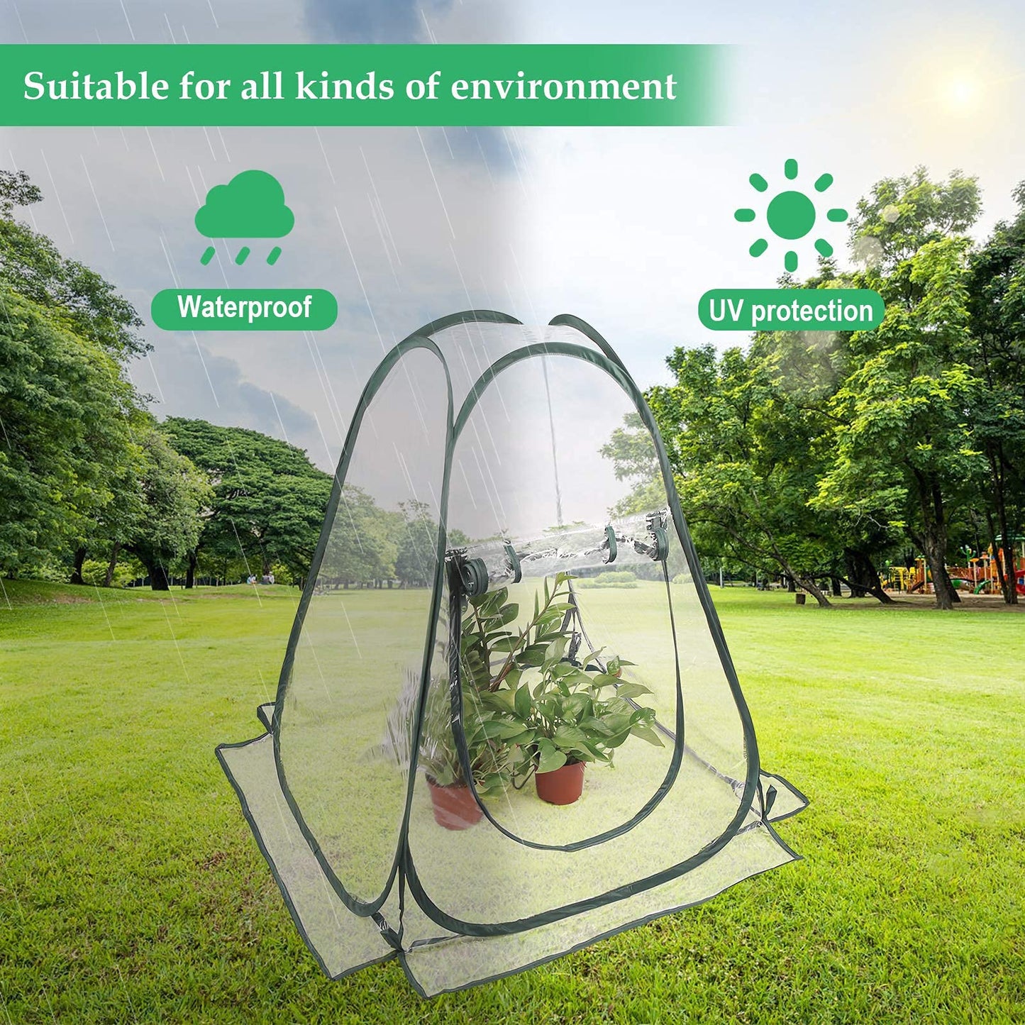 Pop up Greenhouse Cover, Transparent PVC Mini Small Grow Plant House Tent, Gardening Flowerpot Warm Room Backyard Flower Shelter for Indoor Outdoor (27"x27"x31")