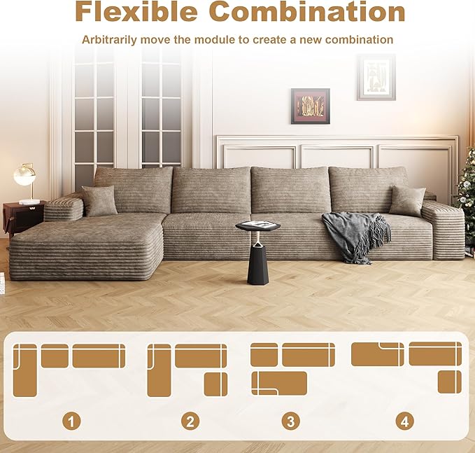 136" Sectional Couches for Living Room Cloud Couch Sofa
