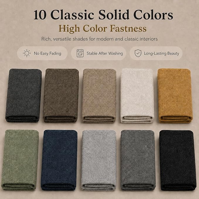 Mini Chenille Linen Blend Upholstery Fabric by the Yard, 57 Inch Wide Soft
