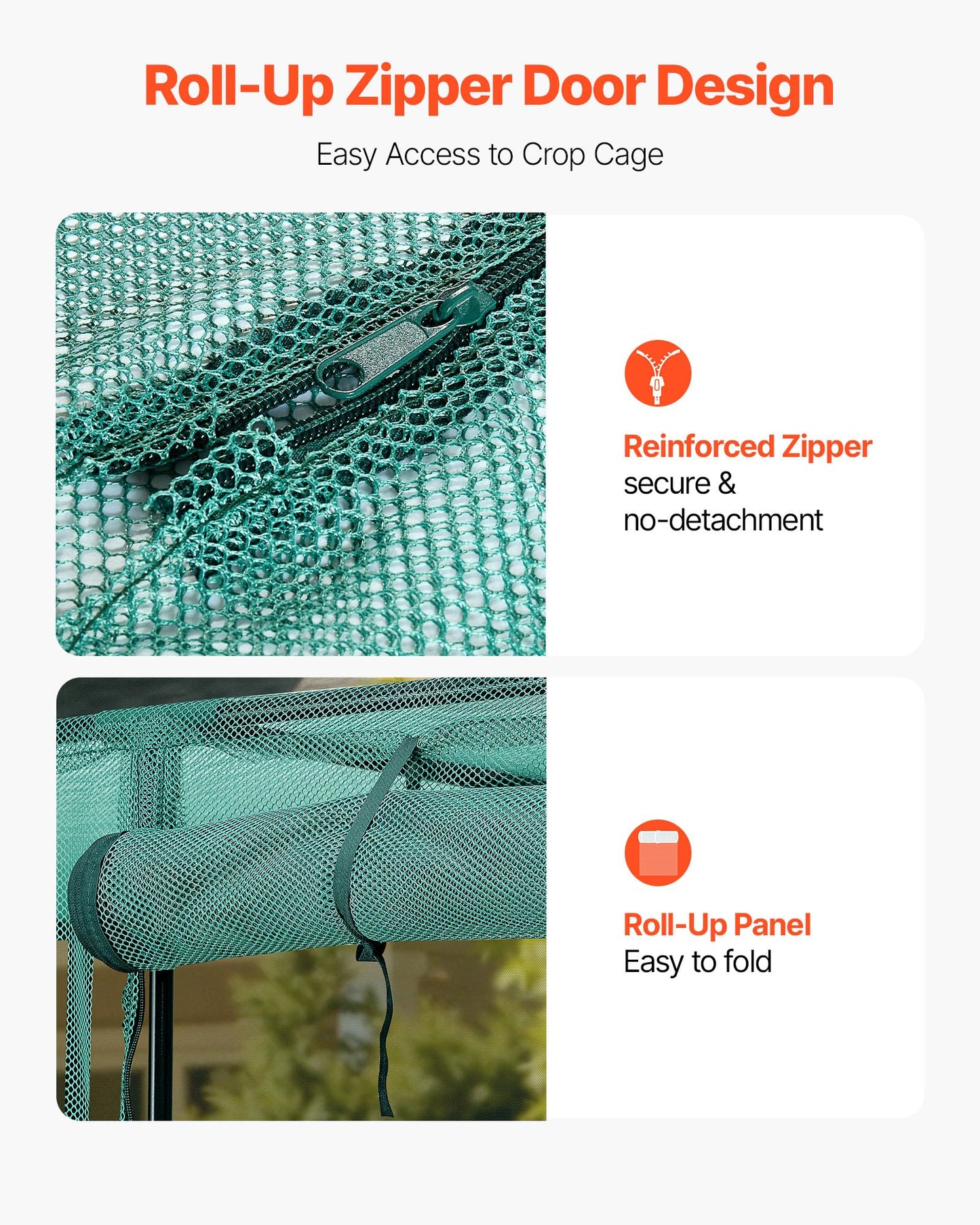 VEVOR Crop Cage, 9.5 x 6.36 x 6.36 ft Plant Protection Tent with Zippered Door, Wind-Resistant Tall Crop Cage, Easy to Install, Outdoor Raised Bed Cover, Tomato Plant Netting for Garden Patio Lawn