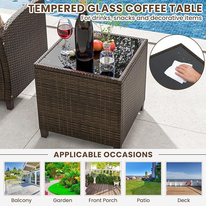 Tangkula 5 Pieces Patio Conversation Set, PE Wicker Rattan Outdoor Furniture Set