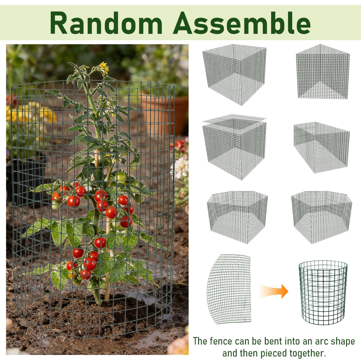 Soleeya 21Pcs 24"x 12" Plant Protectors from Animals, Wire Protectors for Plants, Plant Cages Chicken Wire Cloche with Ground Stakes and Nylon Ties for Garden Flower Vegetables (7 Set)