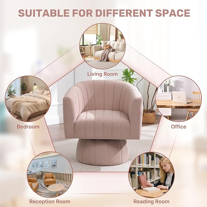 Swivel Accent Barrel Chair Set of 2, Cute Comfy Small Round 360° Arm Chair