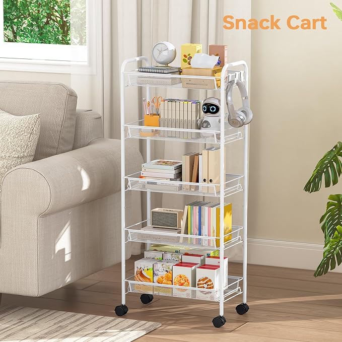 TOOLF 5-Tier Rolling Cart, Metal Utility Cart