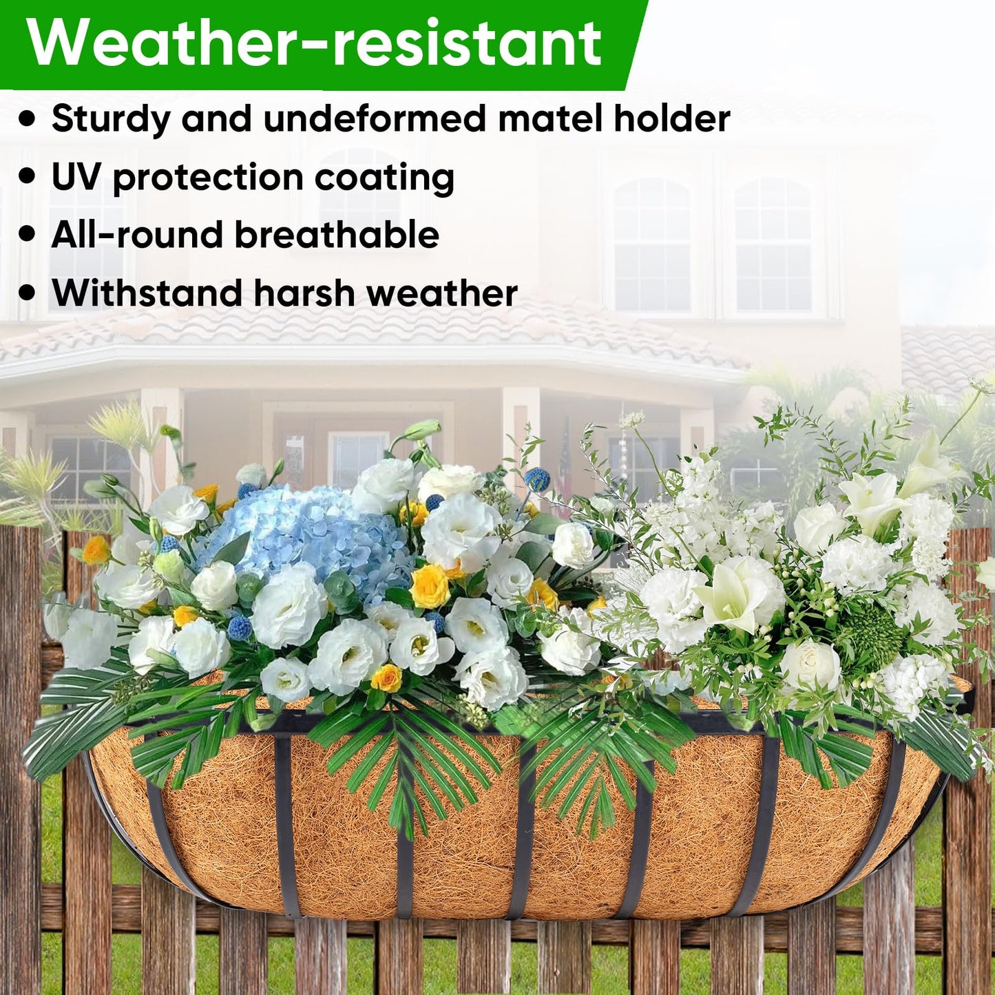 HKZ Deck Balcony Railing Planter Window Boxes - 4 Pack 24 Inch Planter Box, Balcony Planters Railing Hanging, Window Boxes Outdoor Fence Planters