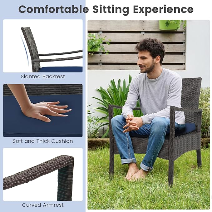Tangkula 4 Pieces Outdoor Conversation Set, Patio PE Wicker Sofa