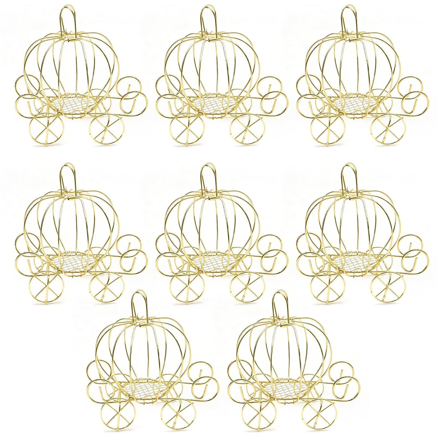 Saihisday Pumpkin Carriage Candy Box Metal Cinderella Carriage Candy Box Pumpkin Cart Centerpiece for Valentine's Day Wedding Birthdays Anniversar Halloween Parties 4.9 X 3.1 X 4.7 Inches (8, Golden)