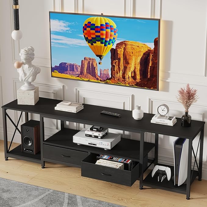 GYIIYUO TV Stand with Fabric Drawers