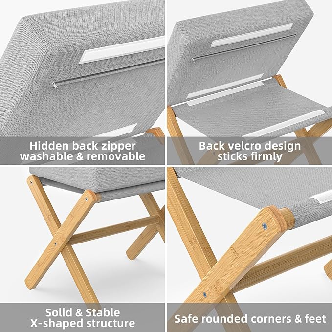 BAMBOOHOMIE Foldable Foot Stool Ottoman, Modern Foot Rest