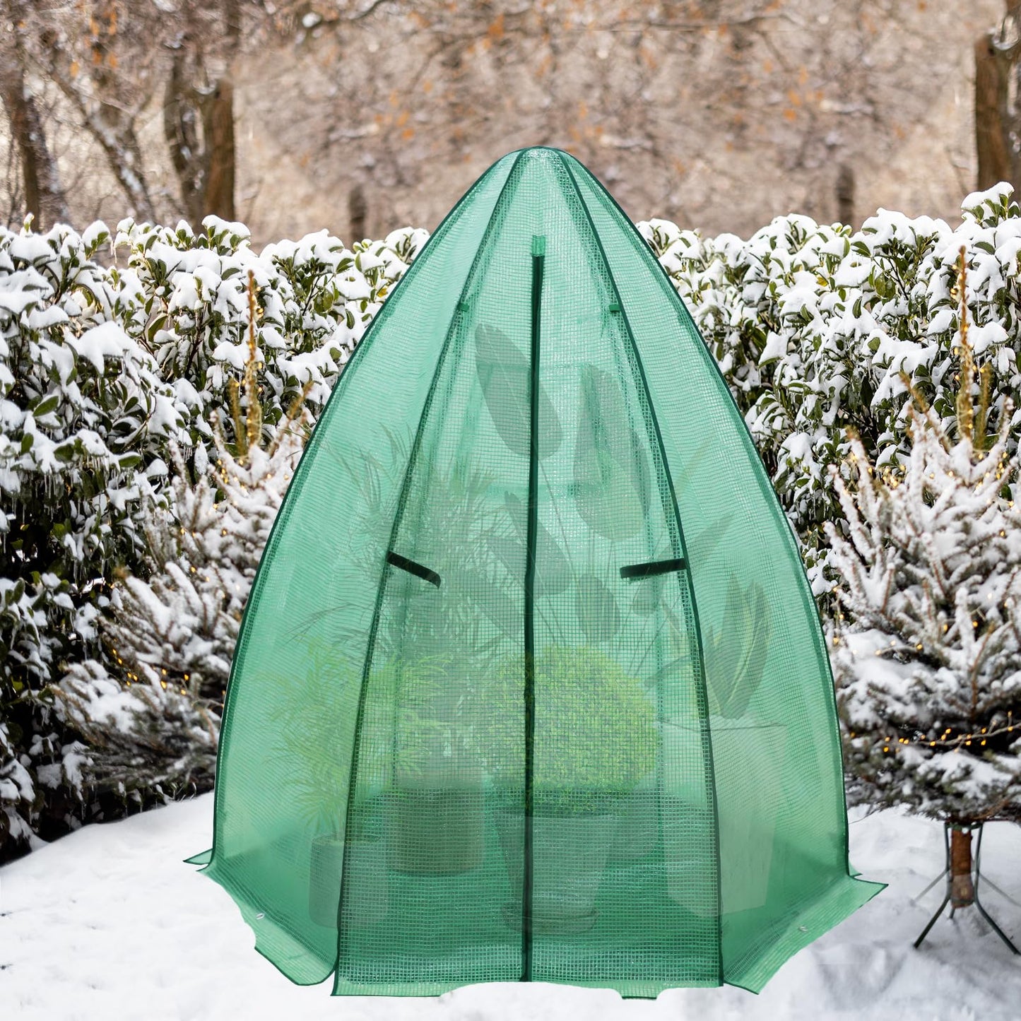 EAGLE PEAK Portable Mini Dome Greenhouse with Zippered Door and Mesh Window, Outdoor Mini Hexagon Greenhouse Kit for Indoor Outdoor Gardening 6' x 5'3'', Green PE Cover